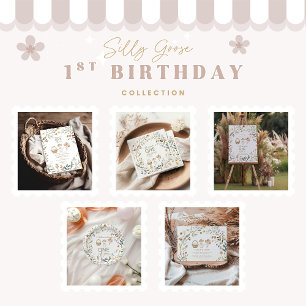 Wildflower Silly Goose 1st Birthday  Invitation