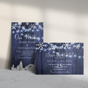 Winter snowflakes winter budget wedding invitation