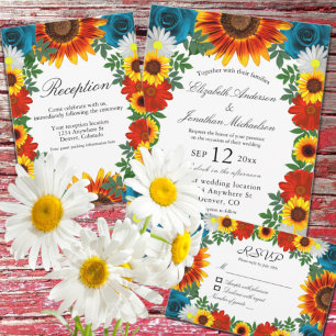 Backyard Summer Floral Wedding Invitation