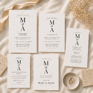 Editable Monogram Minimal Luxury Save The Date Invitation
