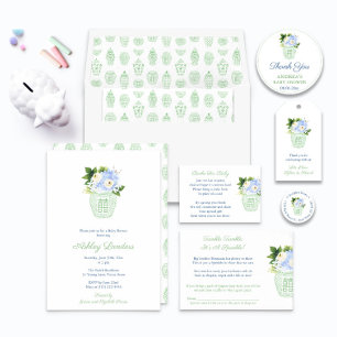 Elegant Green White Chinoiserie Return Address Classic Round Sticker