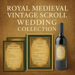 Royal Medieval Vintage Scroll safe the date  Invitation