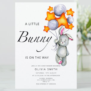 Little bunny is on the way baby shower invitation