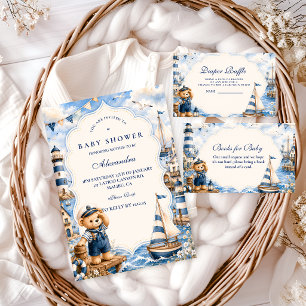 Enchanted Sailor Bear Baby Shower Invitation