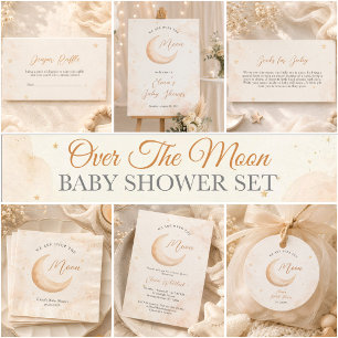 Over The Moon Star Neutral Diaper Raffle  Card