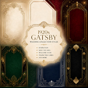 Black Gold 1920s Gatsby Wedding Opulence Invitation
