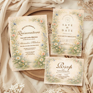 Blush Blue Meadow Quinceañera Save The Date