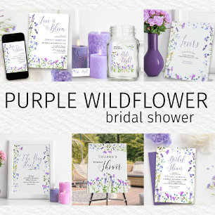 Love is in Bloom Purple Wildflower Bridal Shower Invitation