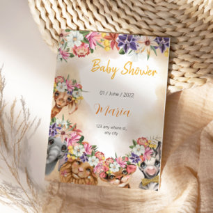 Safari wildone baby shower invitation gold ID badge