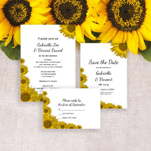 Yellow Sunflower Edge Wedding Invitation