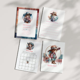 Rustic Little Cowgirl Western Baby Shower Acrylic Invitations