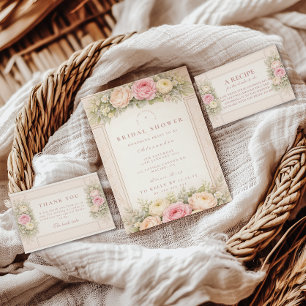 Blush Ranunculus And Rose Garden Bridal Shower Thank You Card