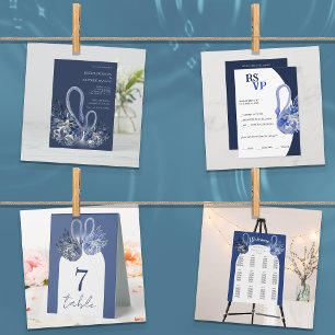 Elegant Beautiful Blue Swans Watercolor Art Enclosure Card