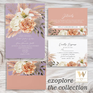 Peach and Purple Floral Wedding Place Card
