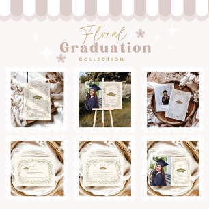 Photo Vintage Botanical Floral Graduation Invitation