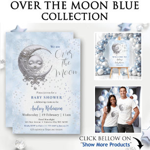 Over The Moon Blue Boy Baby Shower Napkins