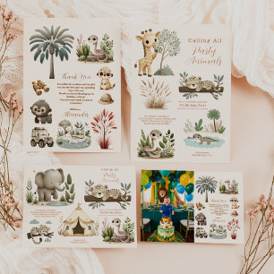 Calling All Party Animals Safari Zoo Birthday  Napkin