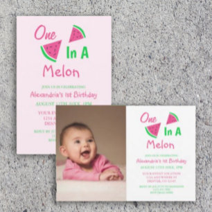 One In A Melon 1st Birthday Invitation
