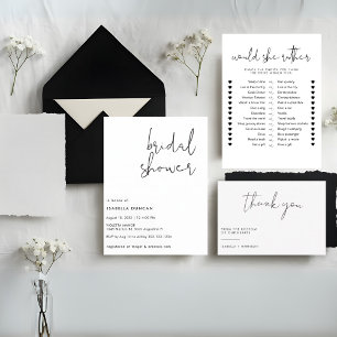 Stylish retro black & white Bridal shower  Invitation