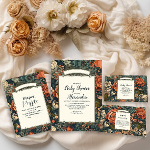 Vintage Watercolor Flowers Baby Shower Invitation