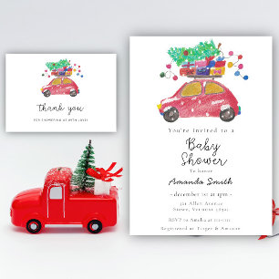 Little winter car baby shower thank you 