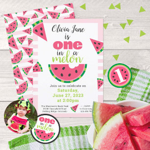 One in a Melon Watermelon Baby 1st Birthday Photo Confetti