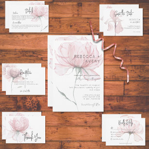 Modern Watercolor Pink Floral Wedding Thank You Card