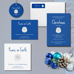Christmas Beach Sand Dollar Peace on Earth  Holiday Card