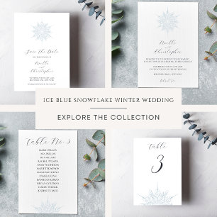 Ice Blue Snowflake Elegant Winter Wedding Save The Date