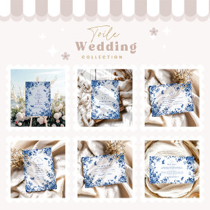 Victorian Toile Vintage Blue Floral Wedding Enclosure Card
