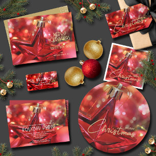 Star Christmas Ornaments Flat Holiday Card