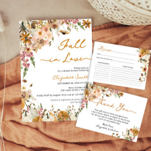 Pumpkin Fall in Love Fall Floral Bridal Shower Invitation
