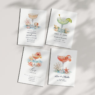 Luxury Coastal Chic Lime Cocktail Seashell Wedding Save The Date