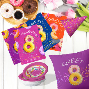 Fun Girly Hot Pink Doughnut Sprinkles Birthday Par Paper Plate