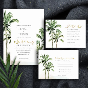 Tropical Beach Palm Trees Save The Date Invite
