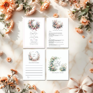 Delicate Pastel Blooms Bow Floral Baby Shower Menu