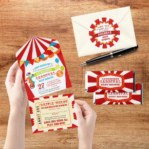 Carnival Circus Festival Baby Shower All In One Invitation