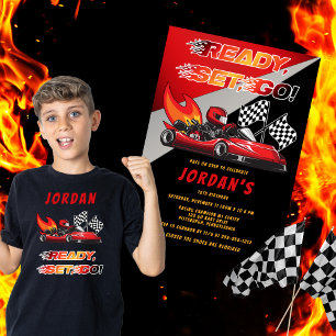 Red   Black Go Kart Racing Birthday Tri-Blend Shirt