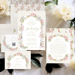 Spring wildflower delicate pretty garden wedding invitation