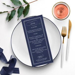 Navy Blue Simple Elegant Formal Wedding Invitation