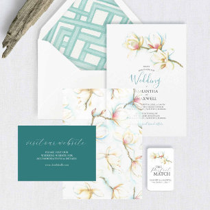 Save The Date Cards White Magnolia Flowers