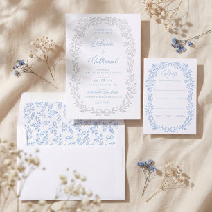 Elegant Vintage Botanical Leaf Branch Bow Wedding Envelope