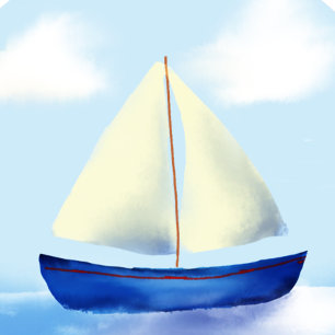 Personalized Blue Sail Boat Baby Shower Classic Round Sticker