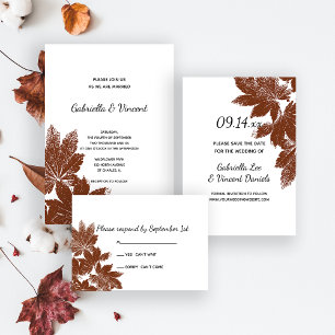 Brown Leaf Stamp Wedding Invitation