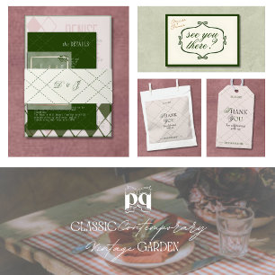 Terracotta Checkered Classic Vintage Cozy Wedding Envelope