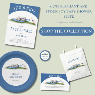 Cute Elephant Baby Shower Thank You Classic Round Sticker