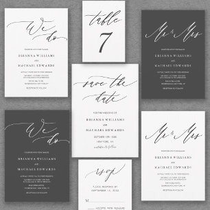 Simple Elegant Calligraphy We Do Wedding Invitation