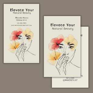 Minimal Line Face Pink Flowers Beauty Business Planner