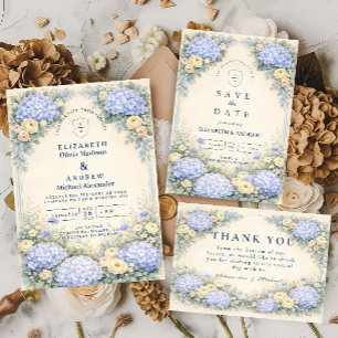 Dusty Blue Hydrangea Garden Wedding Invitation