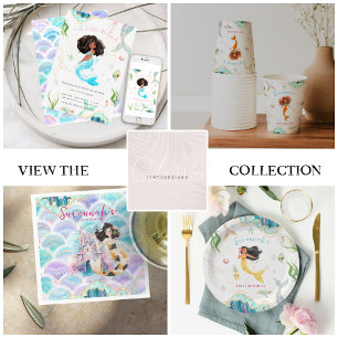 Watercolor Glitter Mermaid Birthday Invitation